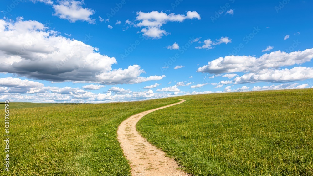 A serene dirt path winds through a vibrant meadow under an expansive sky, perfect for adding your custom text. A serene dirt path winds through a vibrant meadow under an expansive sky, perfect for adding your custom text.