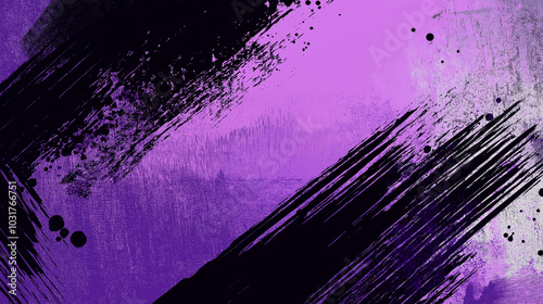 A dynamic abstract black and yellow background with brush strokes. AI generation.