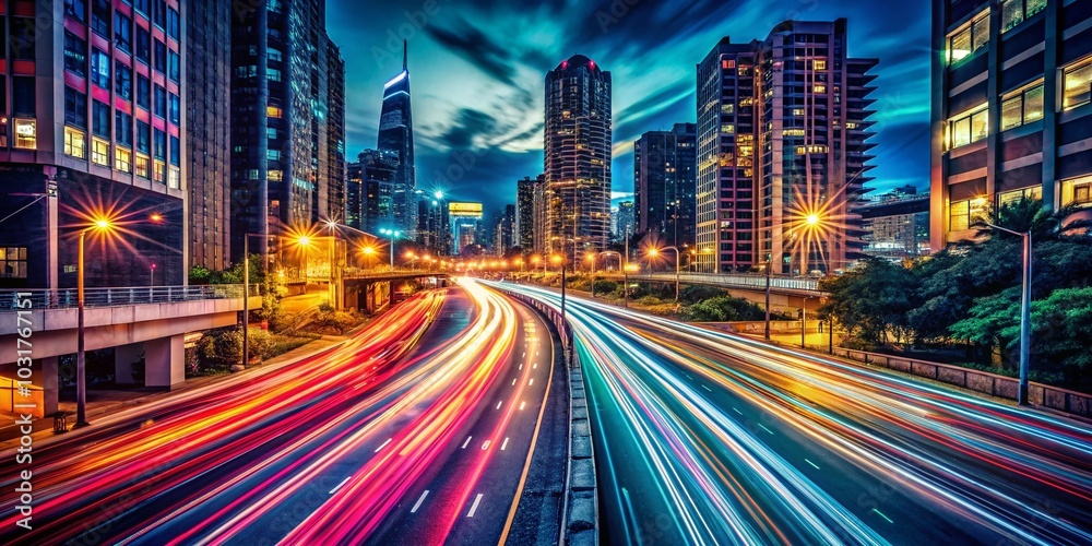 Vibrant Light Trails in Dark Urban Setting - Stunning Double Exposure Photography for Nighttime Cityscapes Vibrant Light Trails in Dark Urban Setting - Stunning Double Exposure Photography for Nighttime Cityscapes