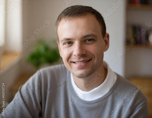 Uśmiechnięty przeciętny mężczyzna w średnim wieku photo