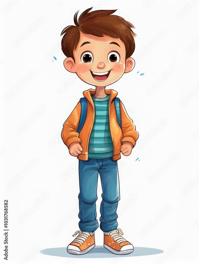 Happy student boy smiling wearing backpack Happy student boy smiling wearing backpack