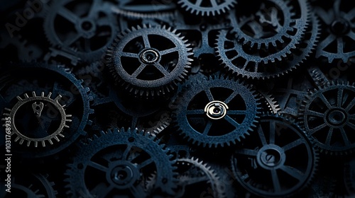 Wallpaper Mural Intricate dismantled mechanical watch with detailed gears and springs on dark background, symbolizing precision and complexity in teardown analysis. Torontodigital.ca