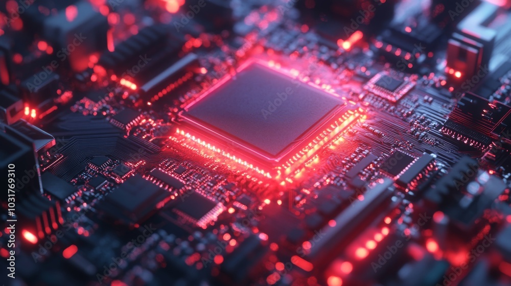 Futuristic Glowing Circuit Board