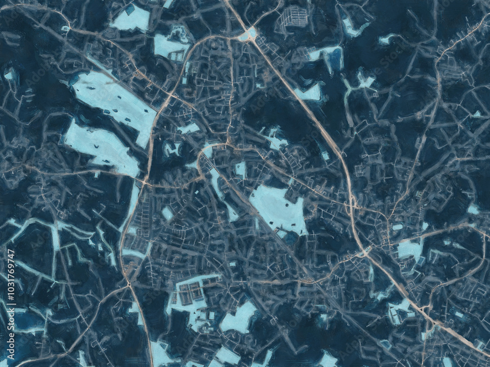 Painterly Style City Map of Pinneberg, Germany in a Blue Color Scheme. Painterly Style City Map of Pinneberg, Germany in a Blue Color Scheme.