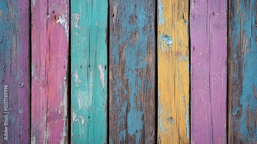 Colorful Wooden Planks in Distressed Finish