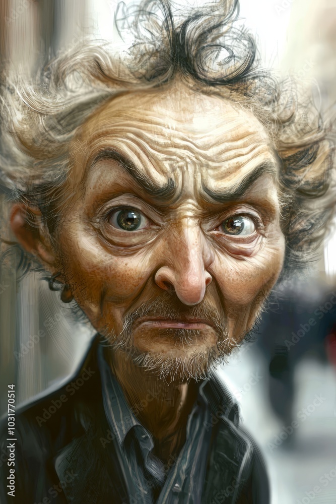 A caricature of a man's face with a wig on top of his head A caricature of a man's face with a wig on top of his head