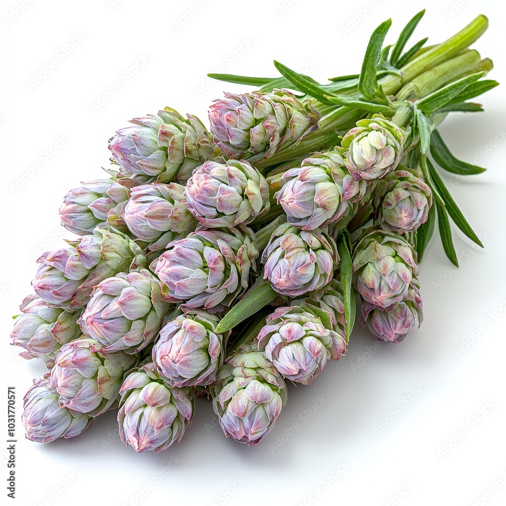 Obraz premium Pink and Green Bleeding Heart Flower Buds Bouquet Isolated on White Background