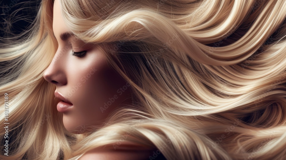 A woman with long blonde hair is peacefully sleeping, eyes closed A woman with long blonde hair is peacefully sleeping, eyes closed