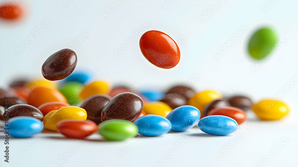 Colorful Chocolate Candies Falling Colorful Chocolate Candies Falling