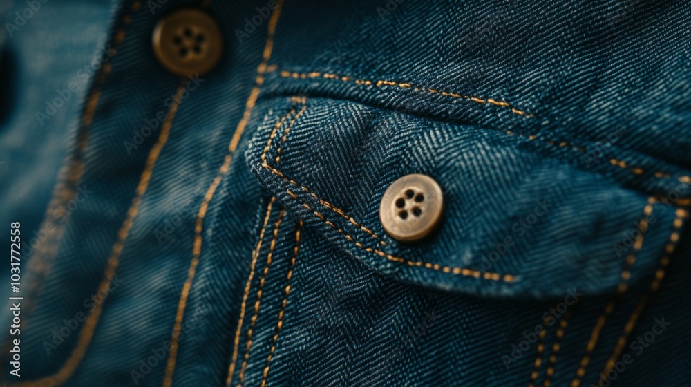 Close-up of Denim Jacket Pocket Close-up of Denim Jacket Pocket