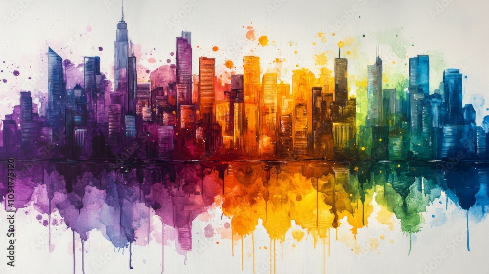 Colorful Urban Skyline Art Colorful Urban Skyline Art