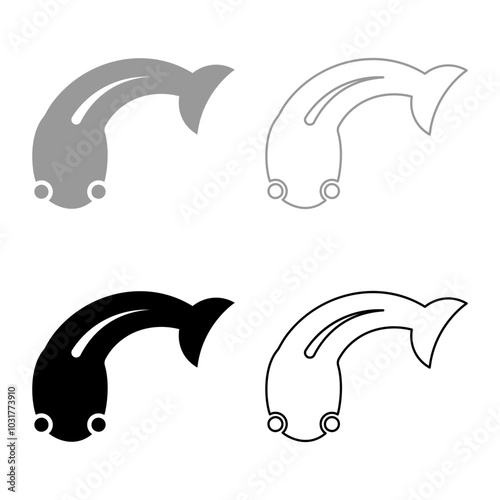 Fish goby set icon grey black color vector illustration image solid fill outline contour line thin flat style
