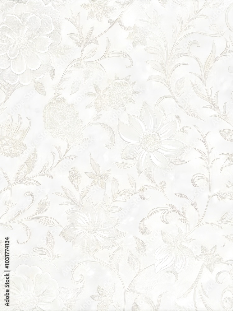 Floral Pattern on Soft White Background Floral Pattern on Soft White Background