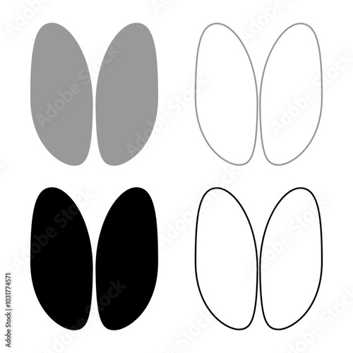 Hoof print sheep ewe ram wether set icon grey black color vector illustration image solid fill outline contour line thin flat style