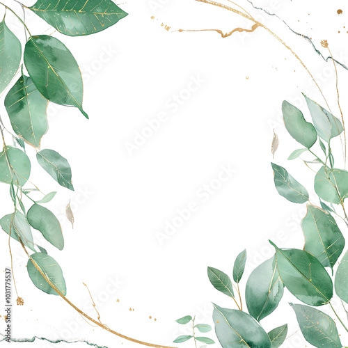 Elegant Watercolor Leaves Frame for Beautiful Invitations and Greeting Cards