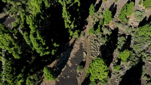 Aerial drone view of the landscape of La Palma, Canary Islands, Spain