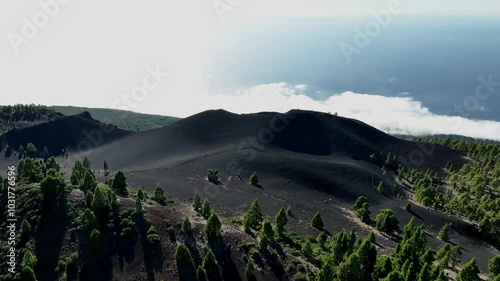 Aerial drone view of the landscape of La Palma, Canary Islands, Spain
