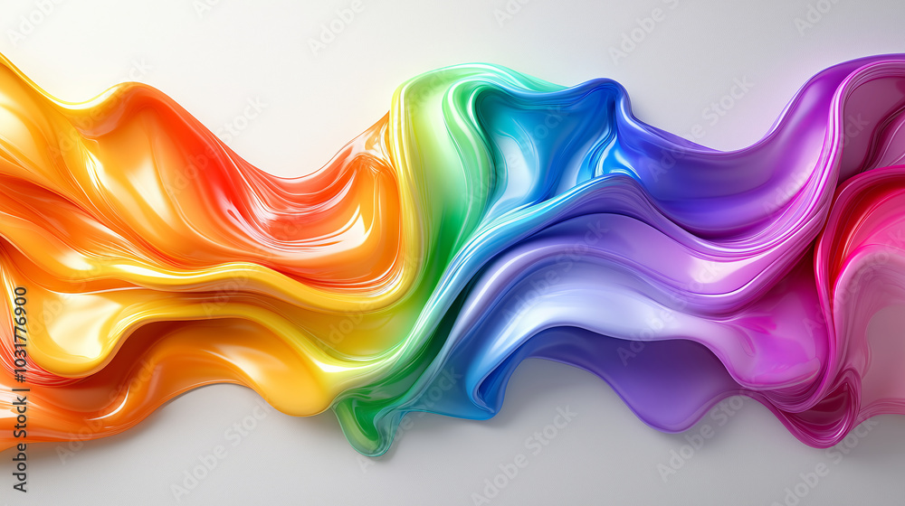 Vibrant flowing rainbow colors in abstract wave design Vibrant flowing rainbow colors in abstract wave design