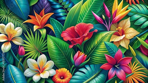 Vibrant Tropical Flower and Leaf Collection Vector Design for Stunning Illustrations and Exotic Decor in Nature Themes