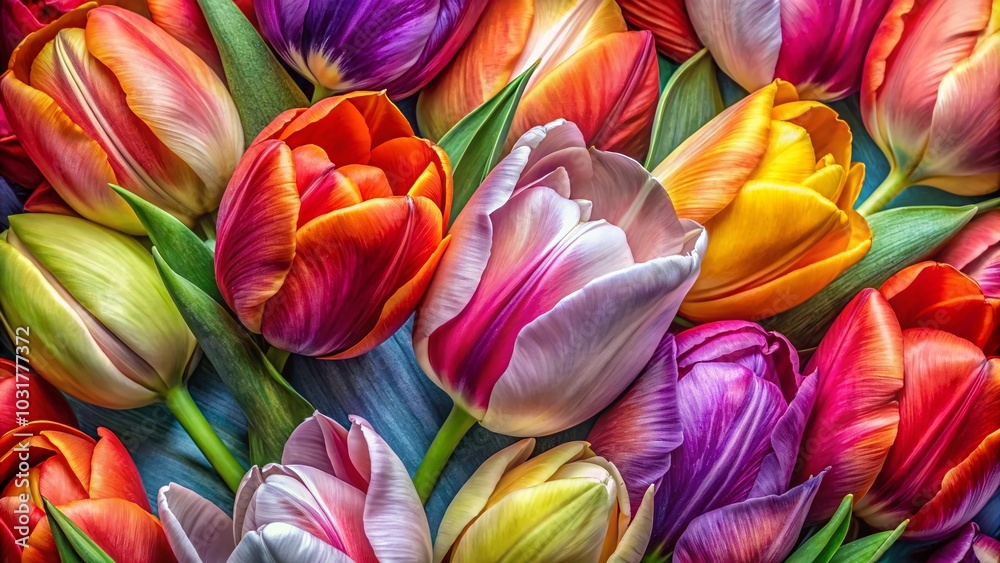 Vibrant Tulip Petal Collage in High Dynamic Range for Floral Art Enthusiasts Vibrant Tulip Petal Collage in High Dynamic Range for Floral Art Enthusiasts