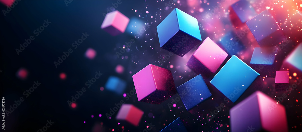 Abstract Colorful Cubes in Motion.