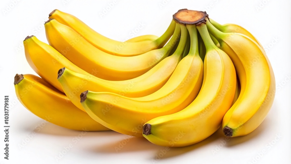 Vibrant Yellow Banana Bunch Isolated on White Background Symbolizing Tropical Health and Sweet Natural Energy Vibrant Yellow Banana Bunch Isolated on White Background Symbolizing Tropical Health and Sweet Natural Energy