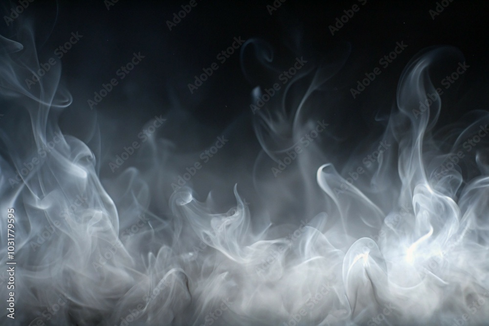 Obraz premium Dynamic Smoke Overlay Effect with Smoke Flowing Upward for Atmospheric Design on Transparent Background