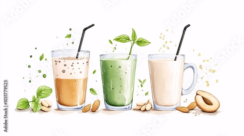 Fresh and Healthy Smoothies in Glasses