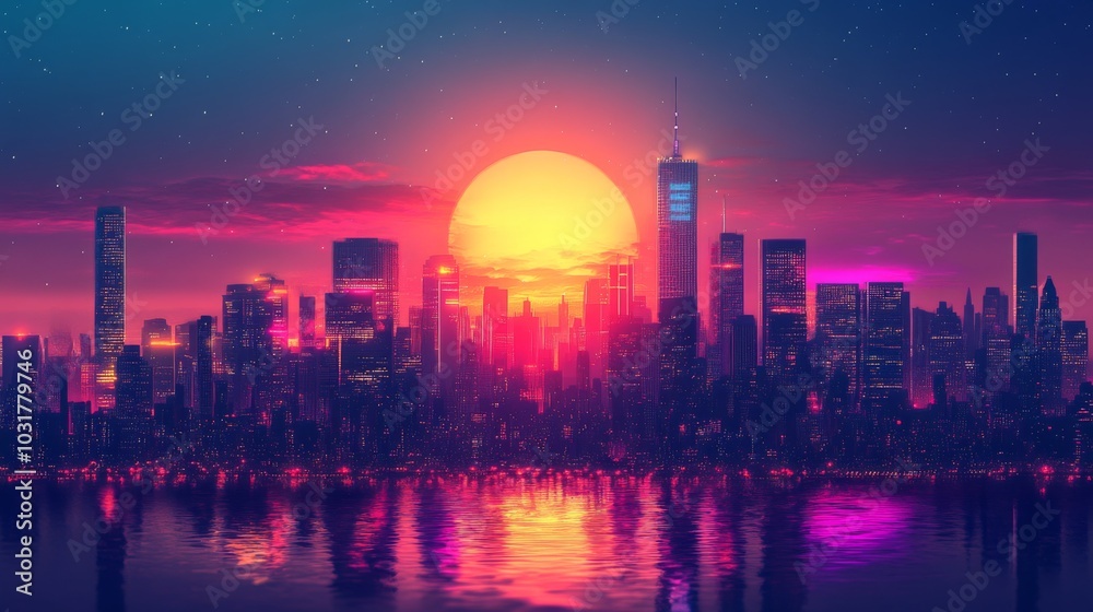 Fototapeta premium Futuristic Neon Cityscape