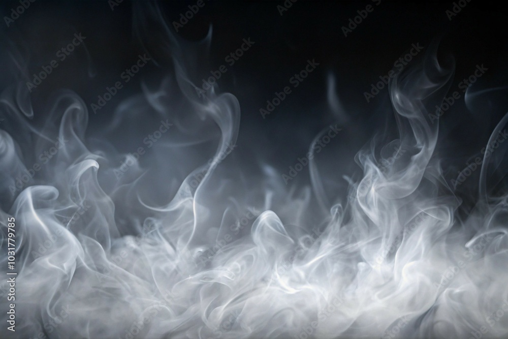 Obraz premium Dynamic Smoke Overlay Effect with Smoke Flowing Upward for Atmospheric Design on Transparent Background