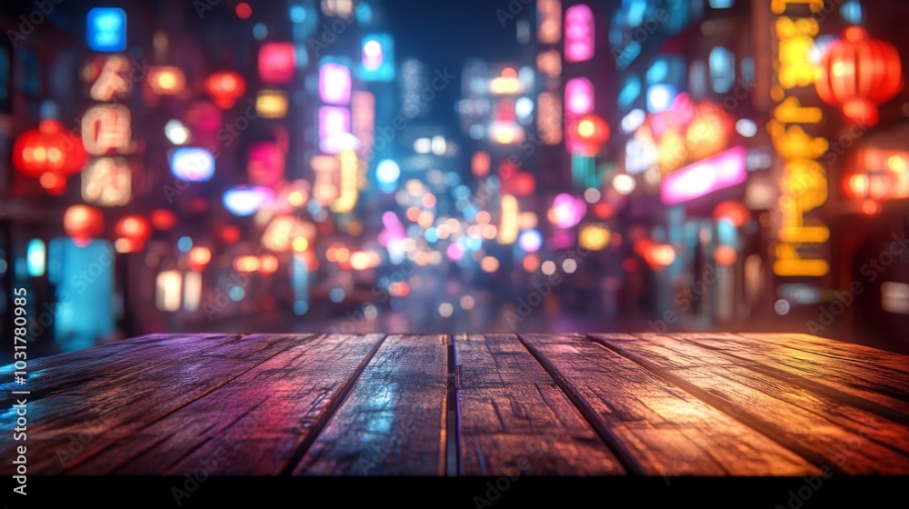 Vibrant Nightlife on Wooden Deck Vibrant Nightlife on Wooden Deck