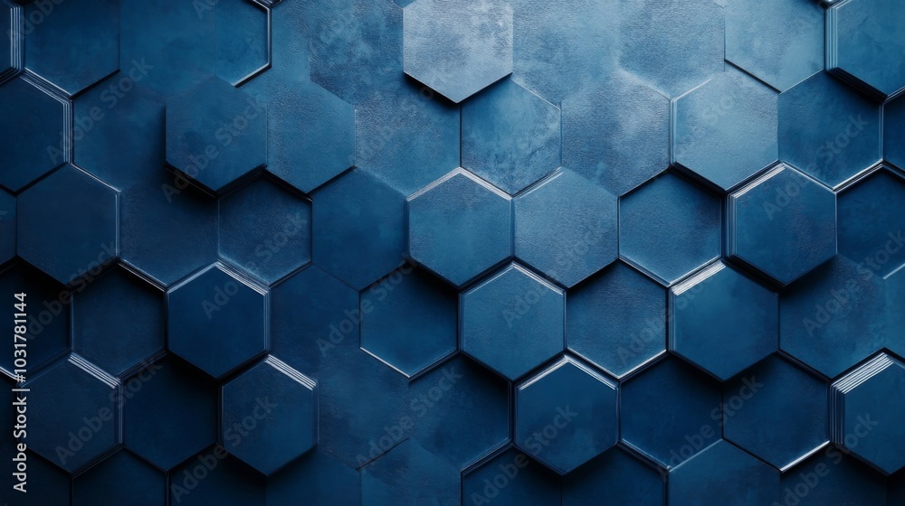 Geometric Blue Hexagon Wall Geometric Blue Hexagon Wall
