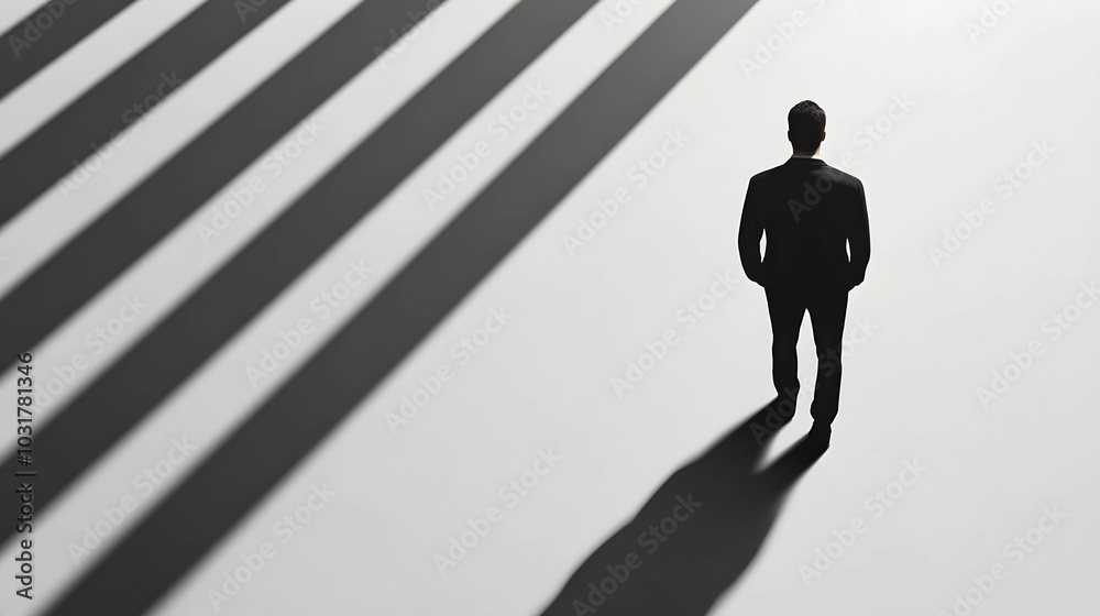 Obraz premium A person walking home from work in the dark, their face showing exhaustion and the weight of their day.