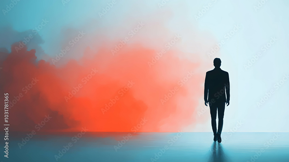 A person walking home from work in the dark, their face showing exhaustion and the weight of their day. A person walking home from work in the dark, their face showing exhaustion and the weight of their day.
