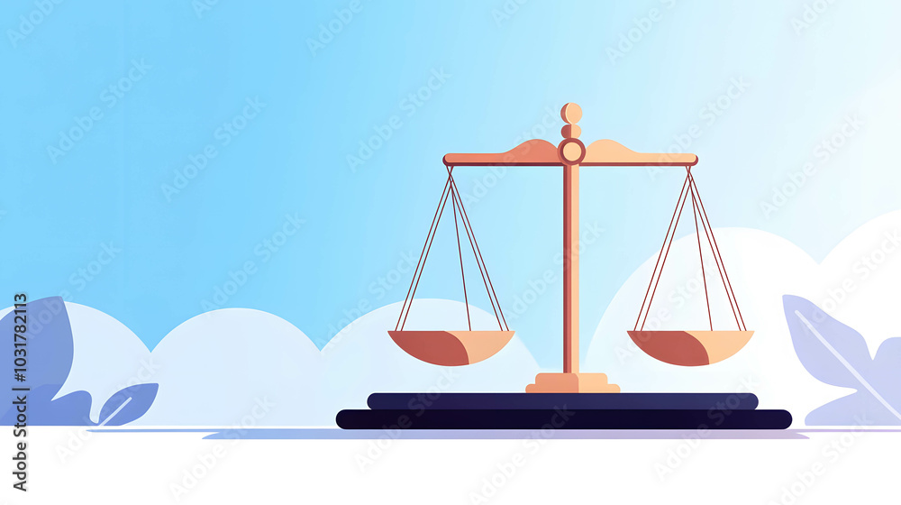 An illustration of a balanced scale, perfectly balanced. Laws and penalties for offenders. An illustration of a balanced scale, perfectly balanced. Laws and penalties for offenders.