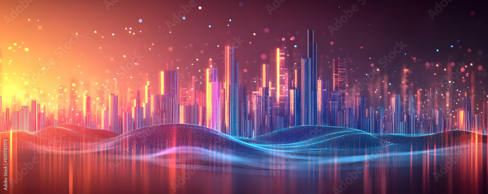 Futuristic Cityscape with Digital Landscape. Futuristic Cityscape with Digital Landscape.