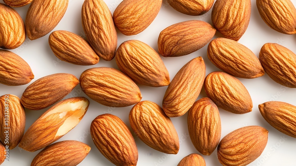 Fototapeta premium almonds on white background. Isolated.