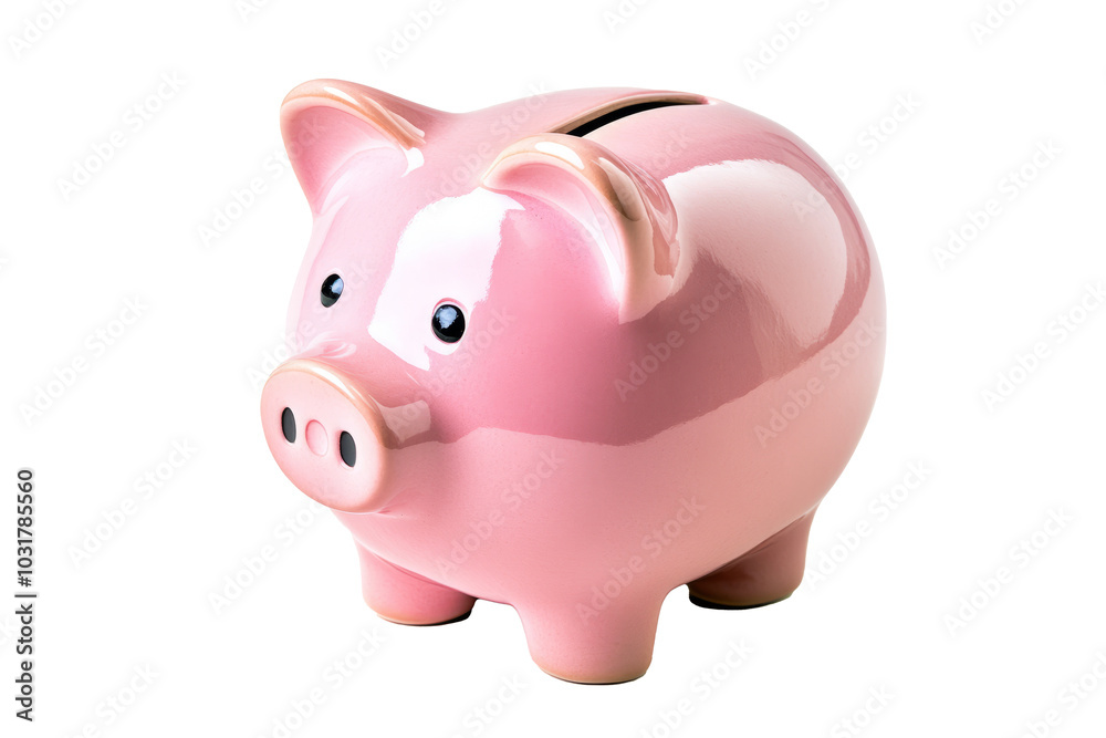 pink bank pig isolated on white or transparent