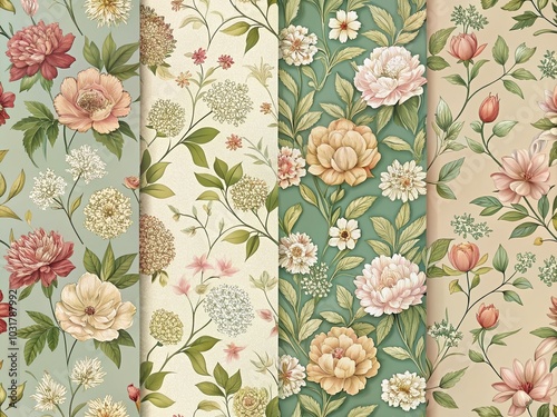 Vintage Floral Patterns - Seamless Backgrounds for Design Projects