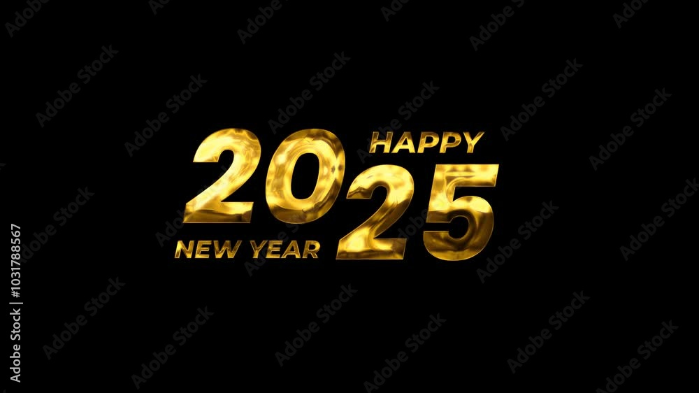 Happy New Year text Animation with Golden 2025. Festive design with sparkles and golden colors, perfect for New Years celebrations. Happy New Year text Animation with Golden 2025. Festive design with sparkles and golden colors, perfect for New Years celebrations.