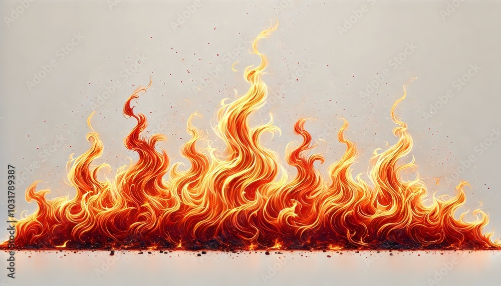Fototapeta premium A captivating visual of vibrant, swirling flames rising from the ground, conveying a sense of energy, power, and transformation