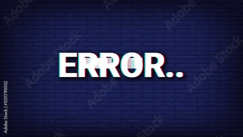 System Error text glitch motion video. loading error 404