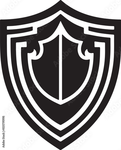 a shield icon silhouette vector style with white background.