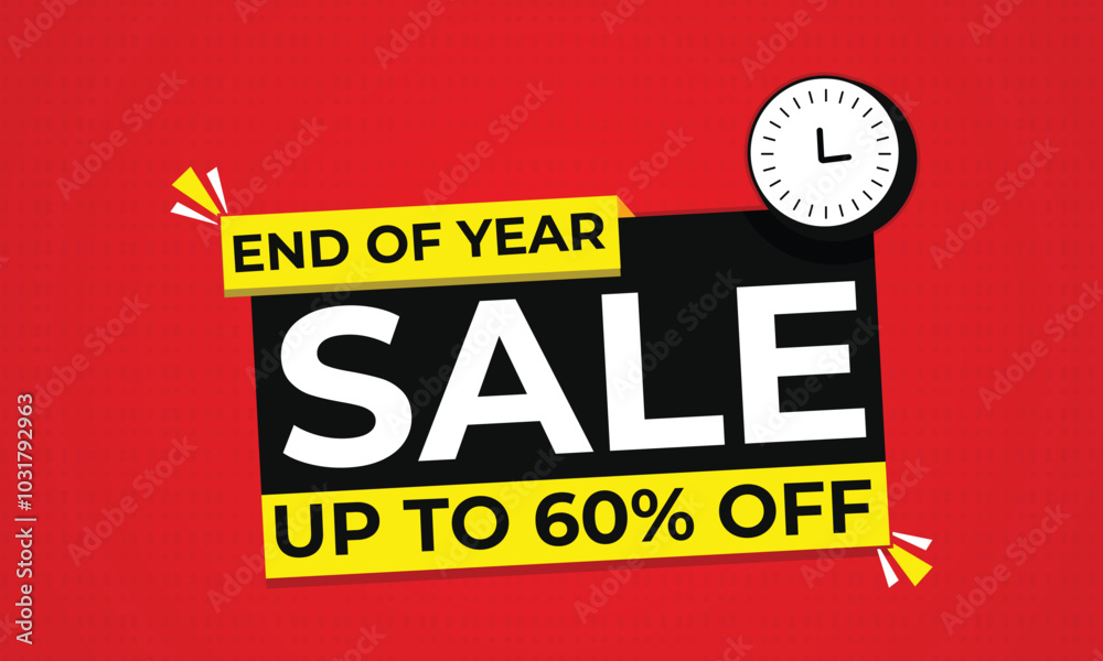 Fototapeta premium End of Year Sale Banner, Year-End Discount 60% Off Promo, Red End of Year Sale, Holiday Season Year-End Sale
