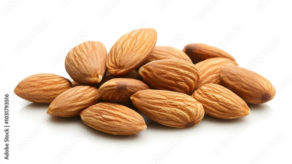 almonds on white background. Isolated. 