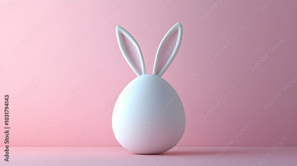 Easter Egg with Bunny Ears on Pink Background. Easter Egg with Bunny Ears on Pink Background.