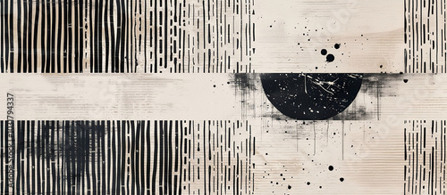 A black and white painting with a white background