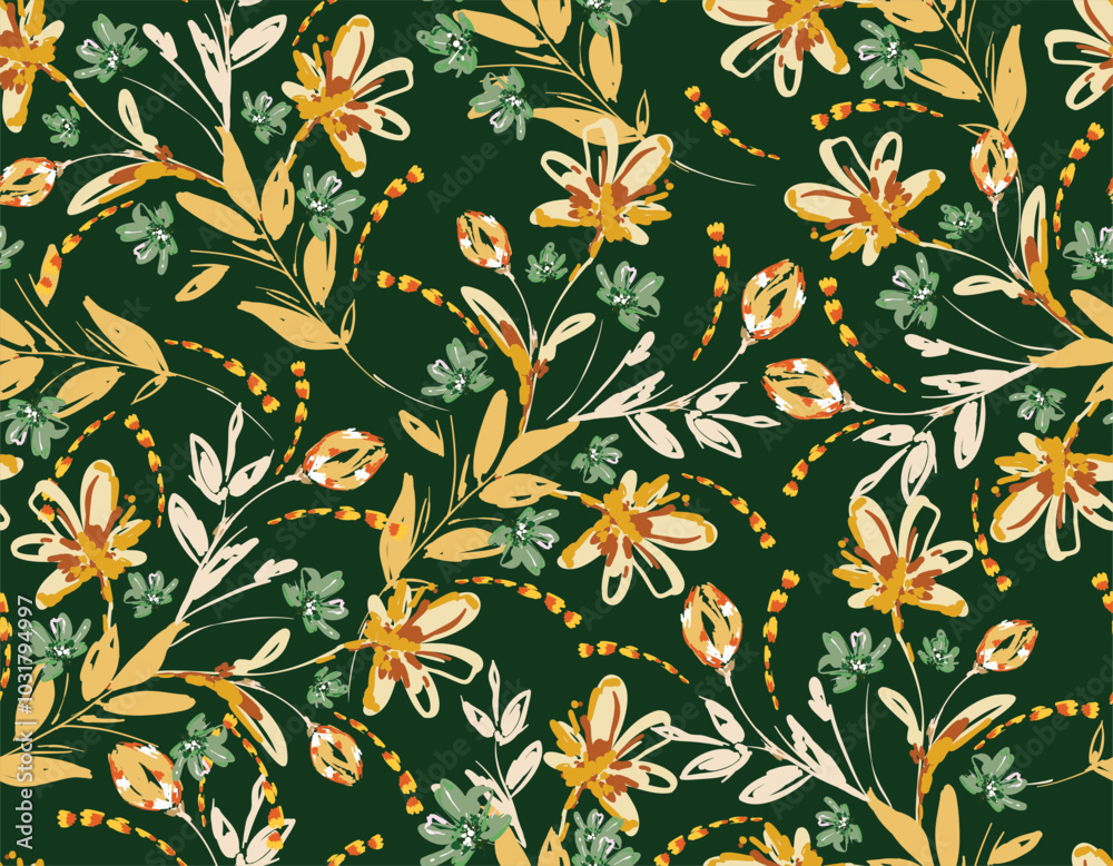Wild flower Hand drawn seamless pattern Vector Illustration Floral paint Not AI Wild flower Hand drawn seamless pattern Vector Illustration Floral paint Not AI