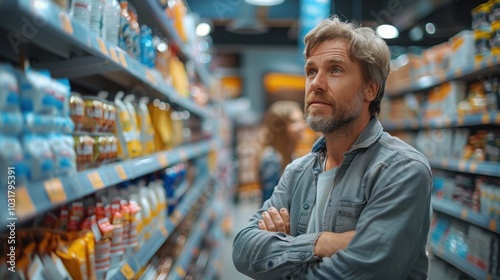 Man choosing fresh groceries in the supermarket.