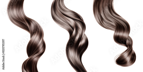 Brown shiny hair on white background, isolated